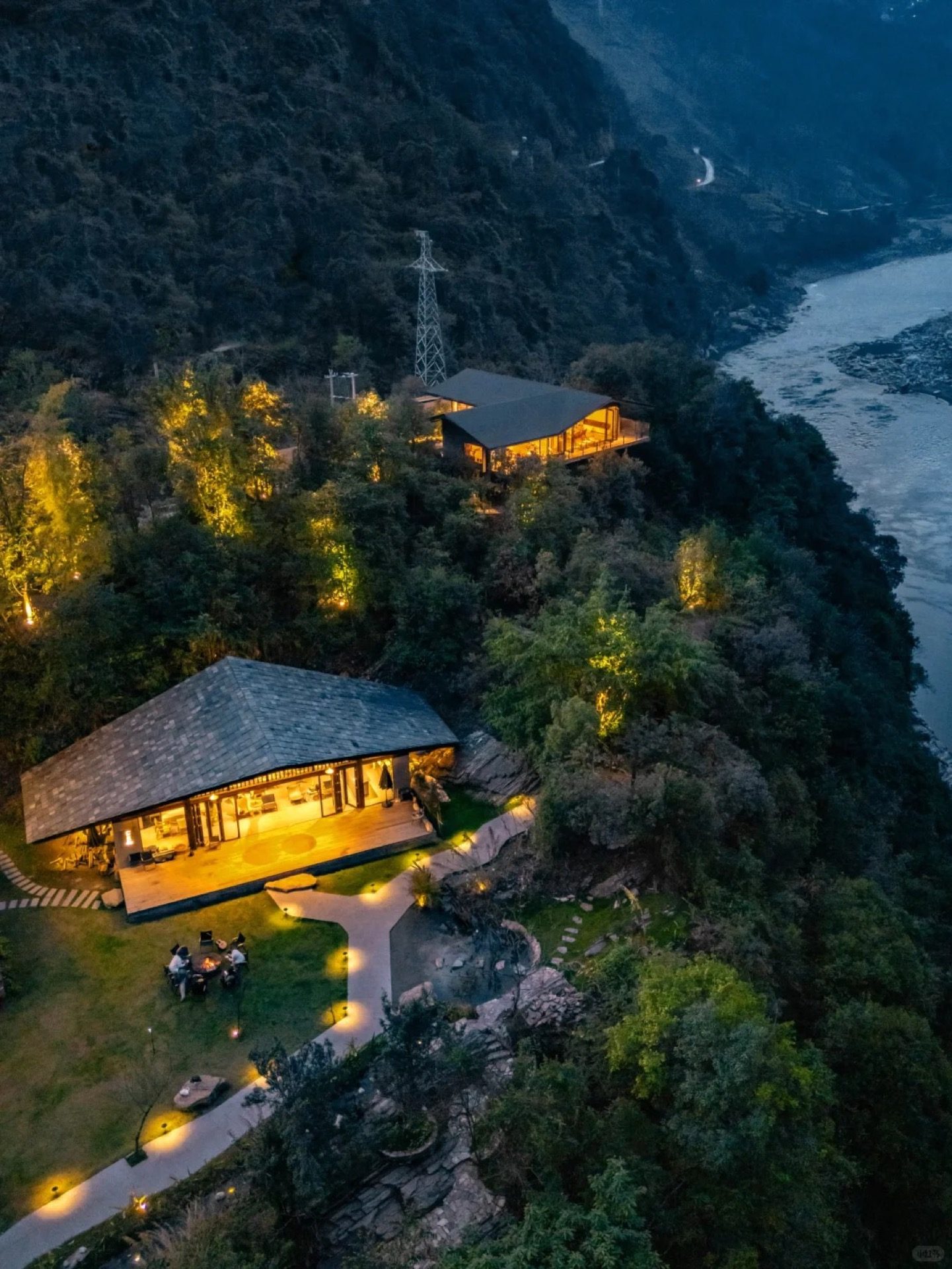 Boutique lodge by the river at dusk in the Nujiang corridor — China's Last Frontier loop