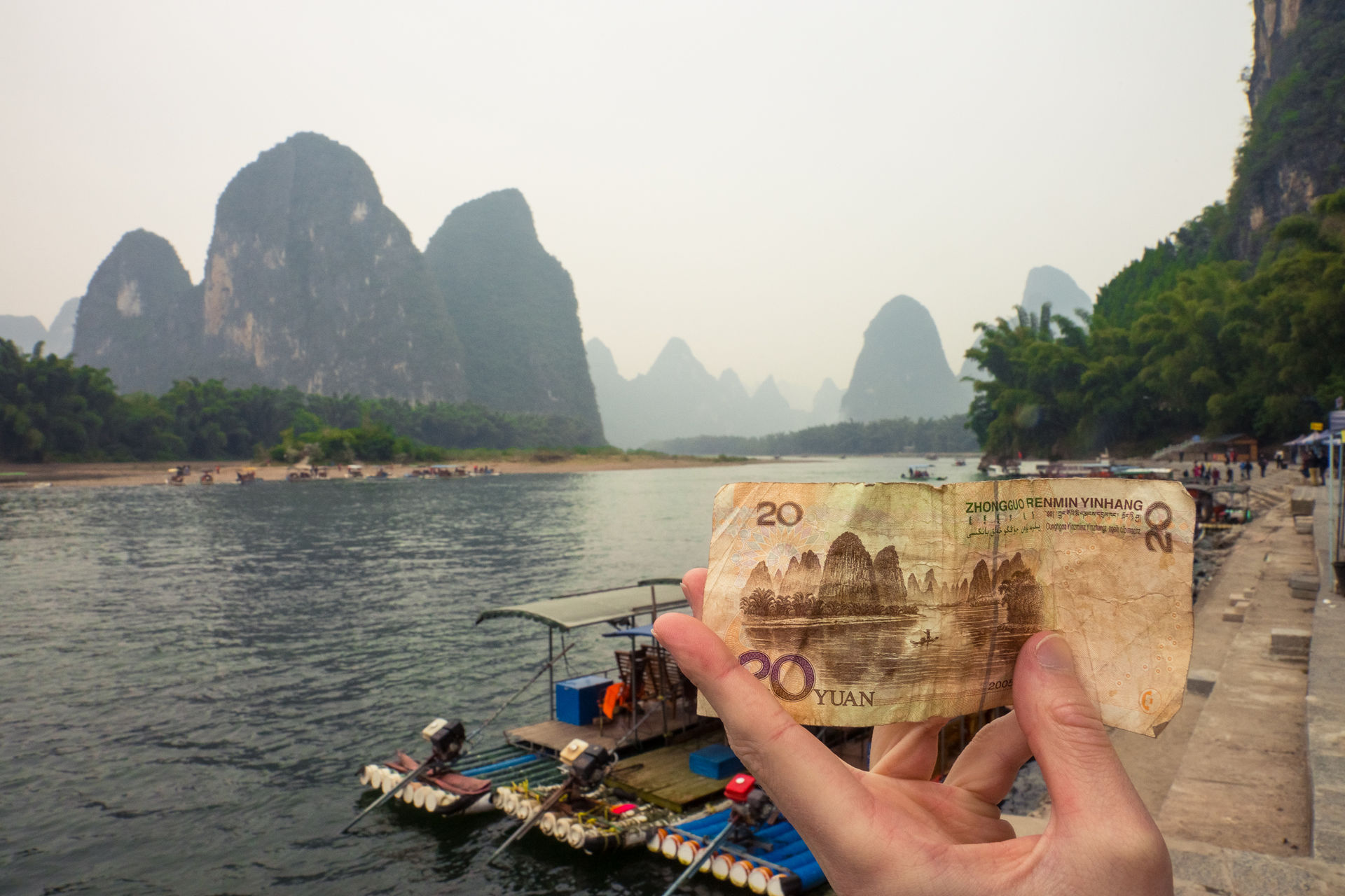 The sheer karst bend of the Li River at Xingping — Classic China tour