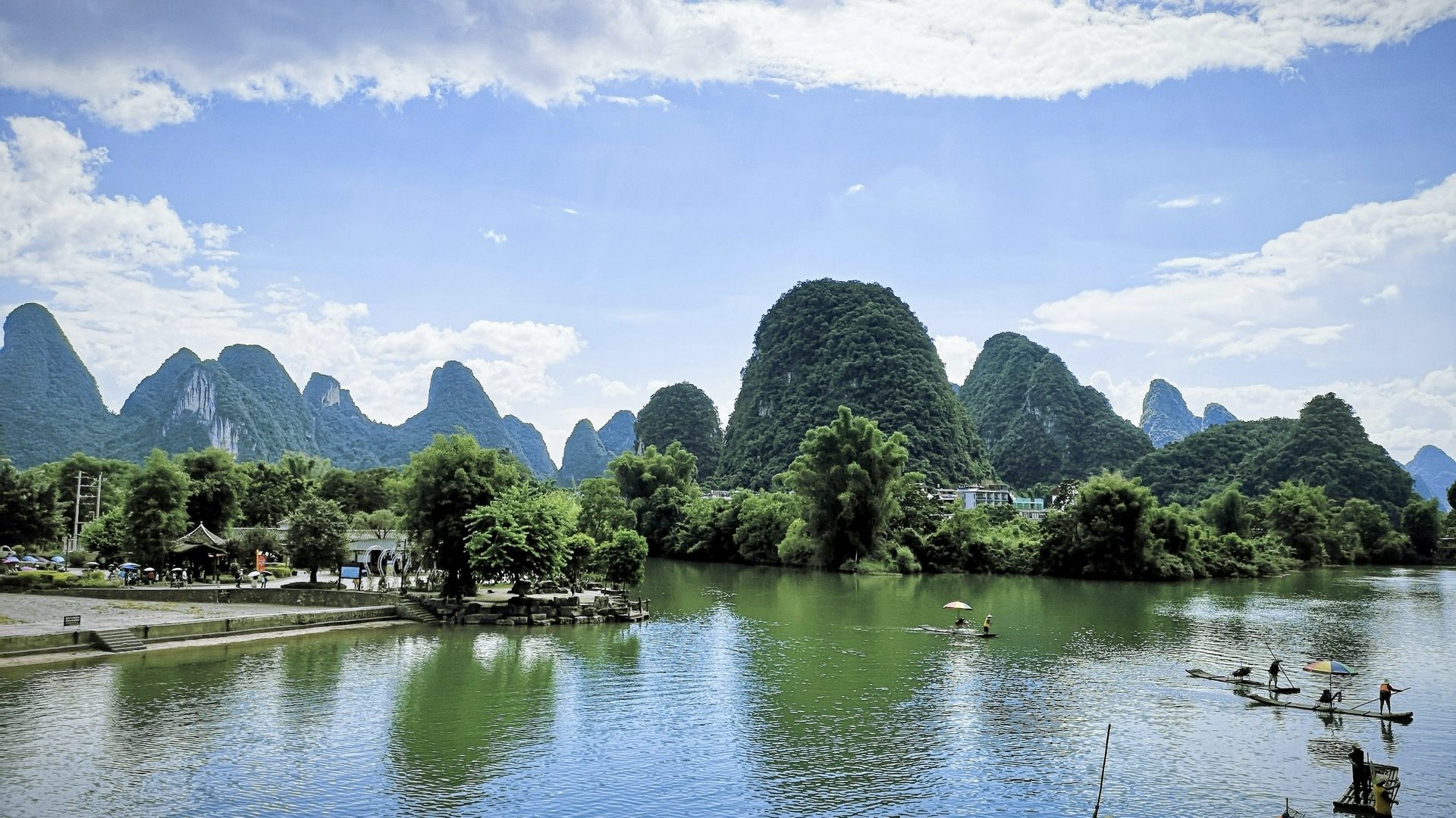 Panoramic view of the Yulong River winding through Yangshuo's karst valley — Guilin private tour