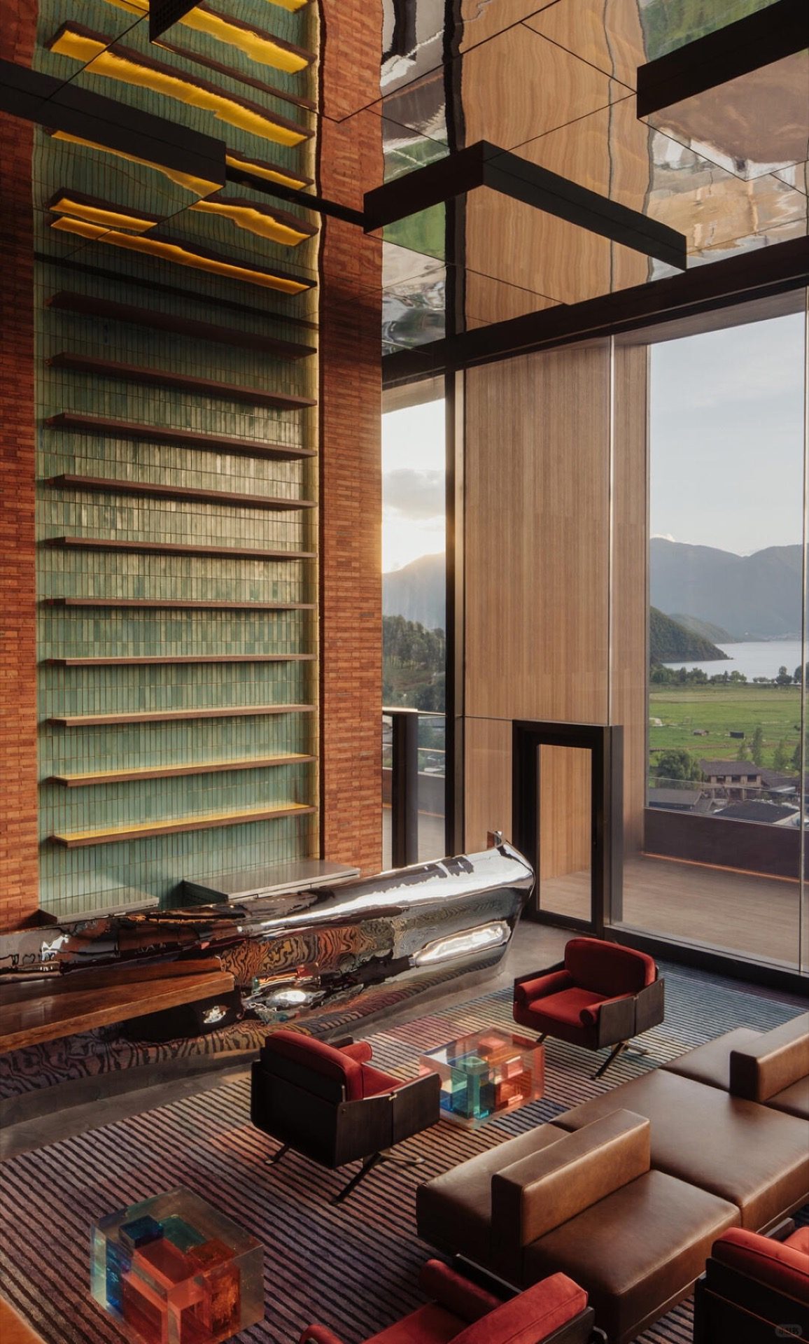 Mosuo festival lanterns and lodge terraces on the shores of Lugu Lake at dusk — West Sichuan