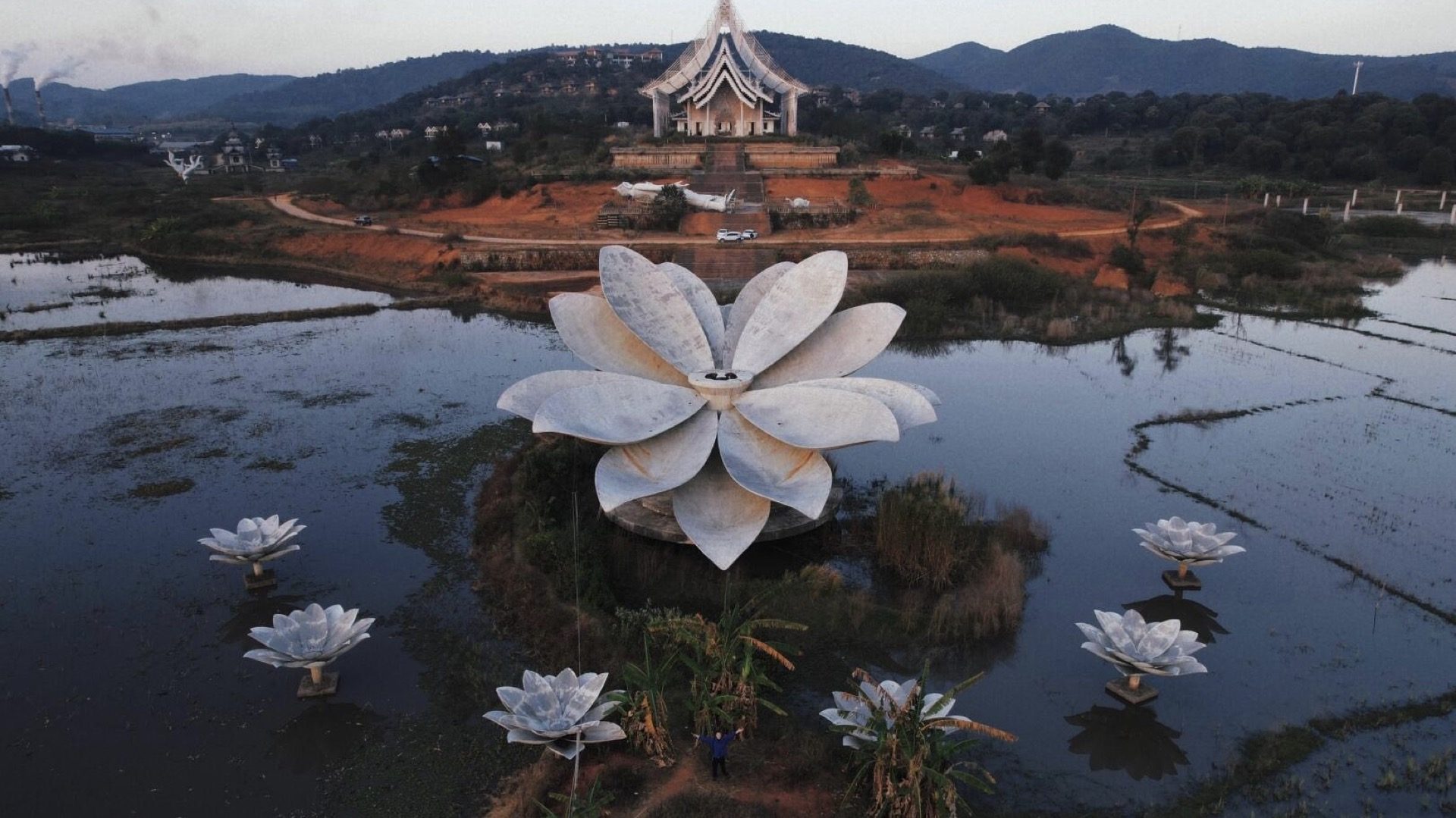 Dusk glow over a misty tropical landscape in Xishuangbanna — Yunnan tropical tour