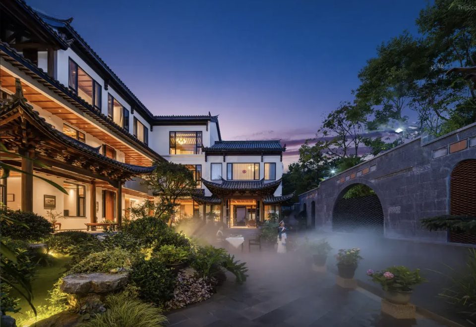 Awamai Hotel — the courtyard at dusk