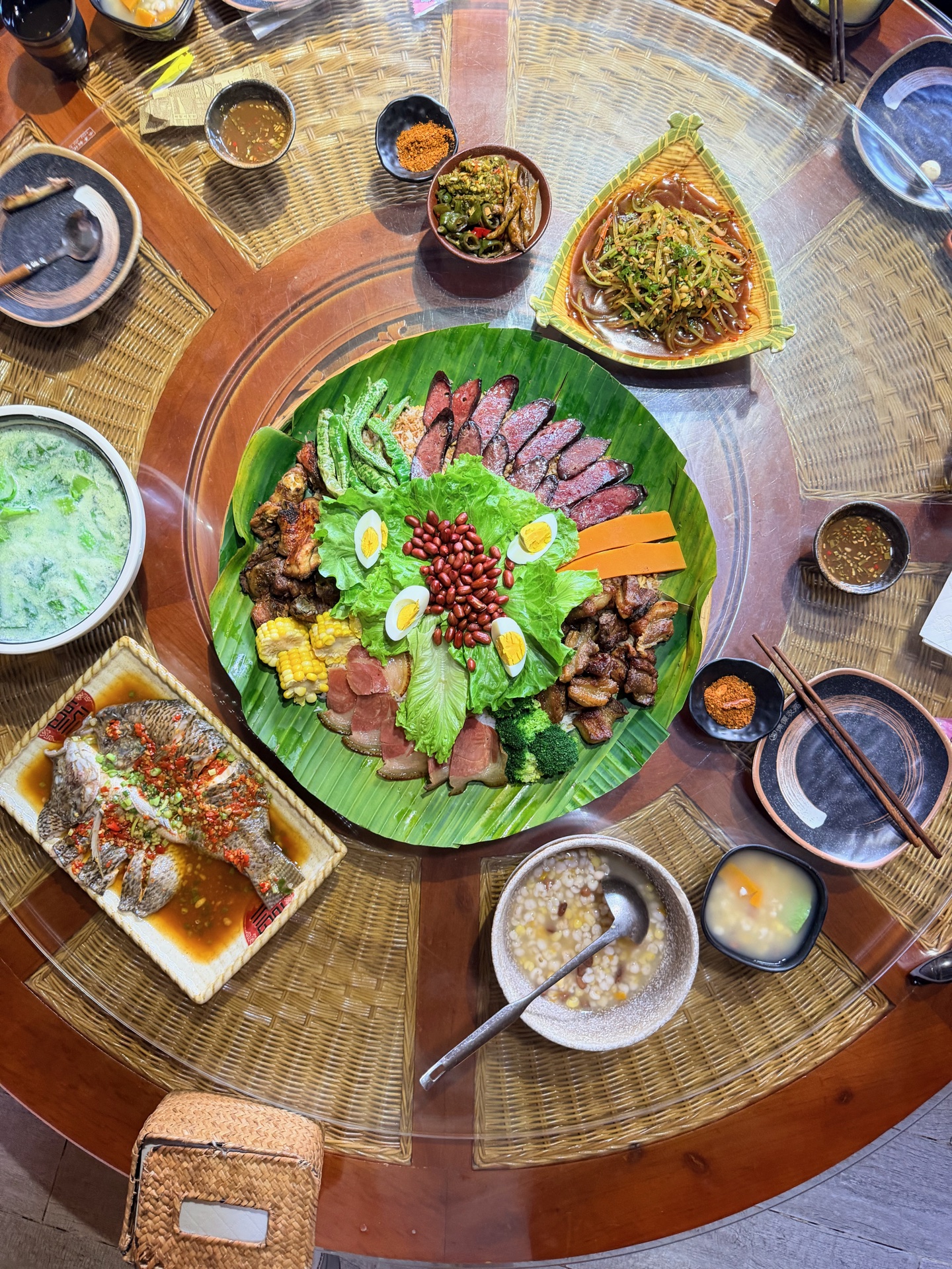 A Lisu village table — the evening spread