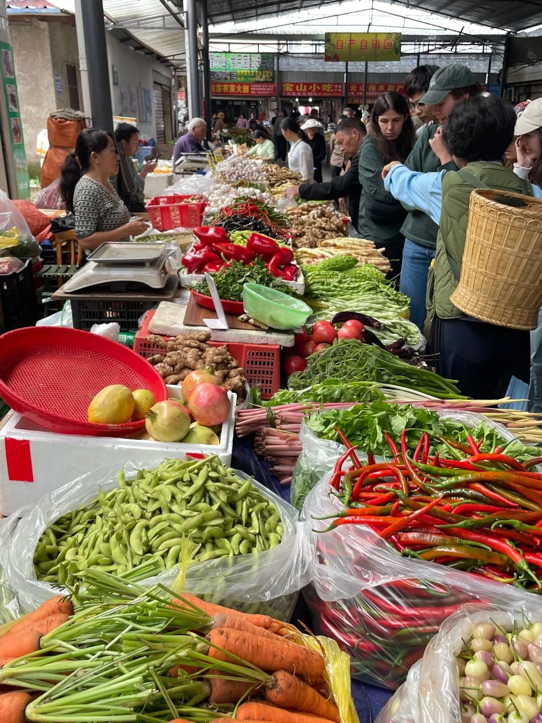 Shopping the Lijiang farmers' market for the day's cooking